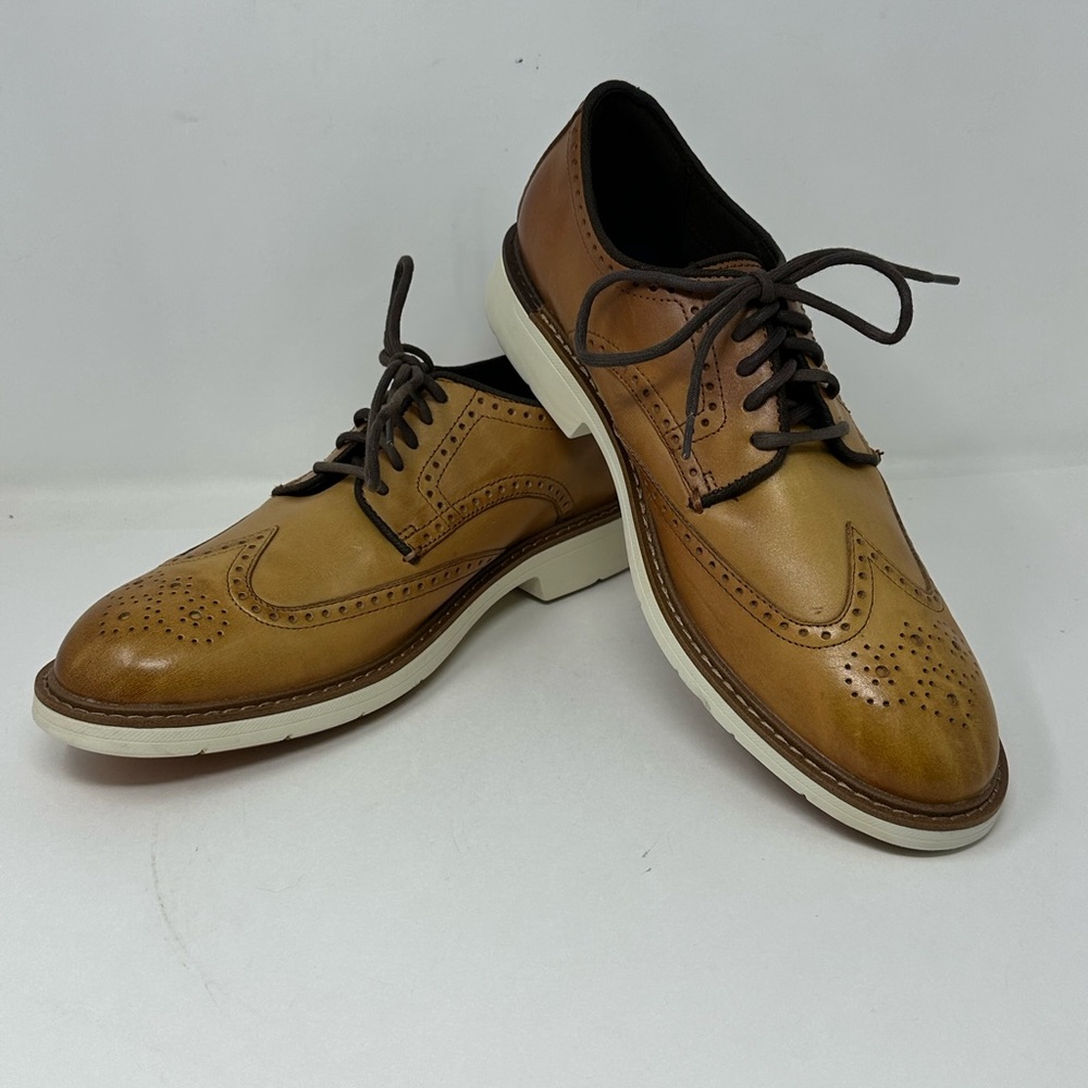 Cole Haan Grand 360 Wingtip Oxford Shoes Mens Sz 9.5 British Tan Brown Leather